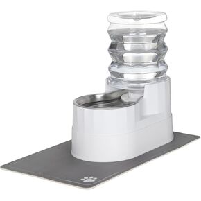Automatic Water Feeder, Stainless Steel Pet Waterer with Waterproof Pad, Raised Edge Water Dispenser for Cats and Dogs (Black, 8L)