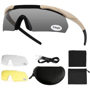 xaegistac Tactical Shooting Glasses with 3 Interchangeable Lens High Impact Eye Protection