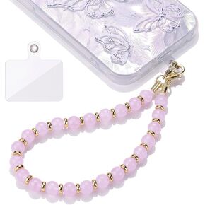 2 PCS Cool Detachable Phone Charms Black & Clear White AB Colors Bedazzling Glass Beaded Anti-Theft Chain String Aesthetic Y2K Cellphone Wrist Strap for Bag Keychain Airpods Camera Decor