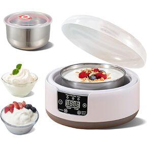 Yogurt Maker with Temperature and Time Control and Transparent cover, Intelligent Digital Panel Yogurt Maker machine suitable for probiotic homemade yogurt