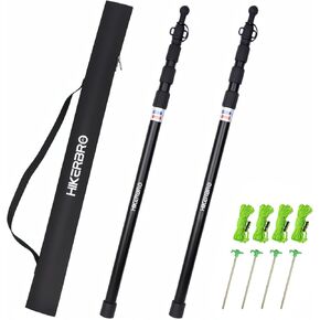 Telescoping Tarp Poles, Heavy Duty 7.67ft Aluminum Tent Poles for Tarp with Rubber Cap, Portable Set of 4 Adjustable Poles for Camping, Awning, Sun Shade, Free Carry Pouch