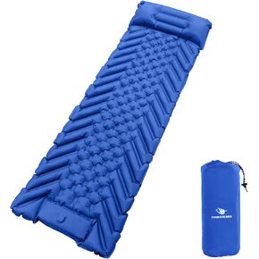 Camping Sleeping Pad, Inflatable Ultralight Camping Mat with Pillow, Built-in Foot Pump Air Mat for Traveling Tent Camping Hiking Backpacking (Gray)