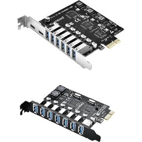 ELUTENG PCIE USB 3.0 Card PCI Express to USB Expansion Card 8 Ports with PCIE USB 3.0 Card 7 Ports PCI Express to USB Expansion Card