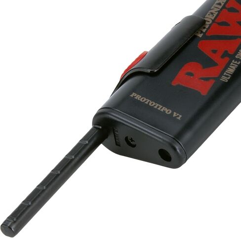 RAW Phoenix Black Classic Lighter - Refillable with Built-in Poker - Sleek, Durable & Wind-Resistant + Exclusive for ESD Mini Black Rolling Tray Keychain - No Gas Included in Saudi Arabia