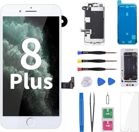 لاستبدال شاشة iPhone 8 Plus مع زر الإصلاح السوداء السوداء 3D Touch LCD Displayed Full Assembly Front Camera Ear Sequer Sensor Fix Tool 8Plus 5.5 "A1864 A1897 A1898 in Kuwait