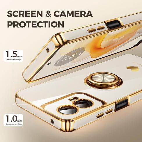 for Motorola Moto G 5G 2024 Case with 2 Pack Screen Protector, 360° Rotatable Ring Holder [Luxury Hearts Pattern] Plating Gold Edge Slim Soft Phone Cover for Moto G 5G 2024 - Purple in Saudi Arabia