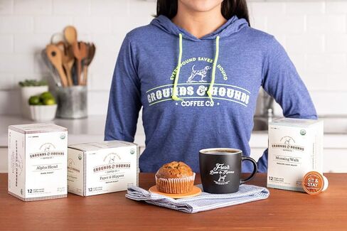 Grounds & Hounds Single Serve Organic Coffee Pods - K Cup Coffee Pods Medium Roast Coffee K Cups, Recyclable Coffee Pods, Paper & Slippers Blend, 12 Count in Saudi Arabia