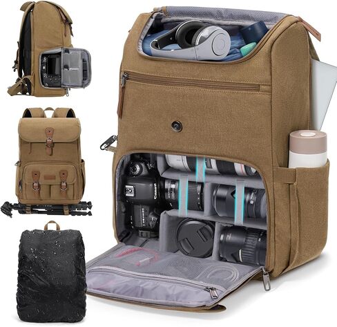 حقيبة كاميرا DSLR/SLR RAKERMORE DSLR/SLR للمصورين ، حقائب الظهر التصوير الفوتوغرافي مع غطاء المطر و 15 بوصة مقصورة محمول مضادة للسرقة حزمة الكاميرا الخلفية ، الأسود in Kuwait