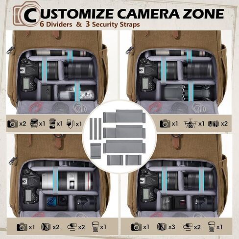 حقيبة كاميرا DSLR/SLR RAKERMORE DSLR/SLR للمصورين ، حقائب الظهر التصوير الفوتوغرافي مع غطاء المطر و 15 بوصة مقصورة محمول مضادة للسرقة حزمة الكاميرا الخلفية ، الأسود in Kuwait