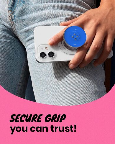 Solid Color Button Phone Grip – Minimalist Design, Durable and Lightweight, Grip and Stand for Smartphones (Black, Magnetic Type) in Saudi Arabia