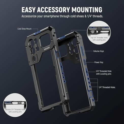 NEEWER Galaxy S23 Ultra Phone Cage Video Rig with Dual Side Handles, 67mm Threaded Filter Adapter, 17mm & M Mount Lens Backplates, Phone Stabilizer for Video Recording Filmmaking, PA021+PA033 in Saudi Arabia