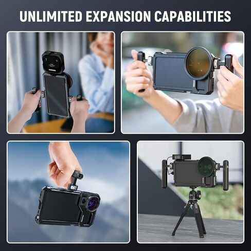 NEEWER Galaxy S23 Ultra Phone Cage Video Rig with Dual Side Handles, 67mm Threaded Filter Adapter, 17mm & M Mount Lens Backplates, Phone Stabilizer for Video Recording Filmmaking, PA021+PA033 in Saudi Arabia