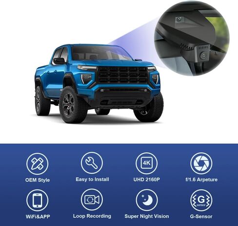Fitcamx Front 2160P+Rear 1080P Dash Cam Adapts for GMC Canyon 2023-2025 AT4 AT4X Elevation Denali (Has Auto-Dimming), OEM Look, Dual Loop Recording, WiFi & APP, G-Sensor, Easy to Use, 128GB Card in Saudi Arabia