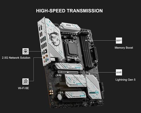 Micro Center AMD 7700X Processor with MSI B850 Gaming Plus WiFi Motherboard | CPU Motherboard Combo, Ready for AI PC, Ryzen 7, ATX, AM5, DDR5, PCIe 5.0, M.2 Gen5, Wi-Fi 7, 5G LAN in Kuwait