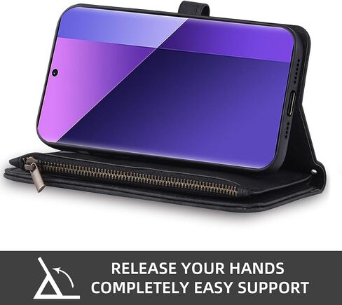 Asuwish Phone Case for Xiaomi Redmi Note 13 Pro Plus 5G (Pro+) Wallet Cover with Screen Protector Crossbody Wrist Strap Leather Flip Pattern Zipper Credit Card Holder Stand Cell Note13 13Pro+ Black in Saudi Arabia