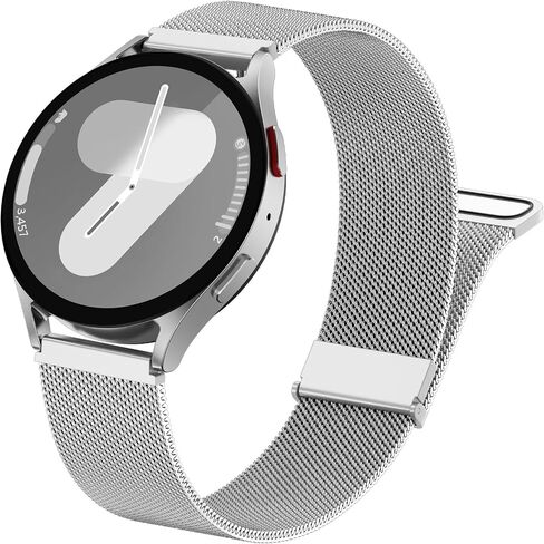 أشرطة معدنية منتبق متوافقة مع Galaxy Watch 7 Band 6 5 4 Fe نشط 2 40 مم 44 مم/Galaxy 5 Pro 45mm/Classic ، 20 مم من الفولاذ المقاوم للصدأ حلقة شبكة مغناطيسية ل Samsung Watch Bands Women Men in Kuwait