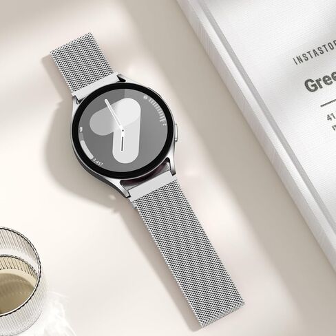 أشرطة معدنية منتبق متوافقة مع Galaxy Watch 7 Band 6 5 4 Fe نشط 2 40 مم 44 مم/Galaxy 5 Pro 45mm/Classic ، 20 مم من الفولاذ المقاوم للصدأ حلقة شبكة مغناطيسية ل Samsung Watch Bands Women Men in Kuwait