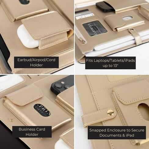 Blu Monaco Black Vegan Leather Portfolio Binder for Women - padfolio الاحترافية مع الإغلاق المغناطيسي وتقليم الذهب ، حالة منظم الأعمال in Saudi Arabia