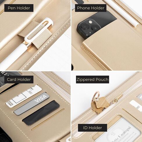 Blu Monaco Black Vegan Leather Portfolio Binder for Women - padfolio الاحترافية مع الإغلاق المغناطيسي وتقليم الذهب ، حالة منظم الأعمال in Saudi Arabia