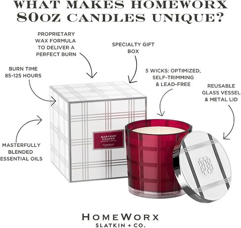 HomeWorx من Slatkin + Co. 4-Wick Lily of The Valley 18 أونصة. شمعة فاخرة مع صندوق هدايا، وجرة شمعة زجاجية فاخرة مع الزيوت العطرية in Saudi Arabia