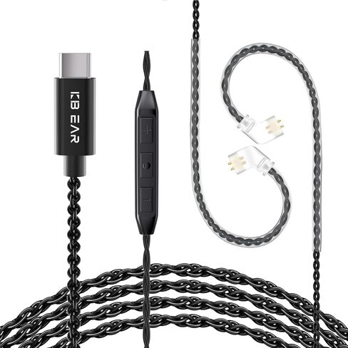 2Pin-C USB C IEM كابل ، تمت ترقيته في كابل شاشة الأذن لـ KZ ZS10 PRO/ZST/ZST-XZS12 PRO X/ZS10 PRO 2/ZSN Pro X/ZSN Pro/EDX Pro/Castor ، CCA CRA/C10 (Type C-With MIC ، QDC) in Kuwait