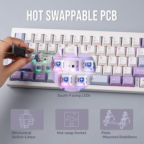AJAZZ AK650 65% Gasket Mechanical Keyboard, 3 Modes Wireless Gaming Keyboard with 0.85’’ TFT Screen & Knob, 5000 mAh Battery, Hot Swappable Keyboard with Flex-Cut Plate & PCB (Black Grey) in Saudi Arabia