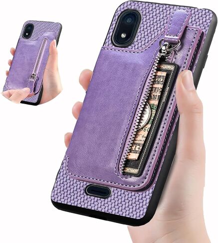 Card Slots For Artia P600 Case, ArtiaP600 Faux Leather Cover Carbon Fiber Pattern ANS Artia P600 Case Wallet Flip Stand Magnetic Closure | Zipper Card Holder [Support Magnetic Car Mount]-khaki in Saudi Arabia