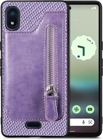 Card Slots For Artia P600 Case, ArtiaP600 Faux Leather Cover Carbon Fiber Pattern ANS Artia P600 Case Wallet Flip Stand Magnetic Closure | Zipper Card Holder [Support Magnetic Car Mount]-khaki in Saudi Arabia