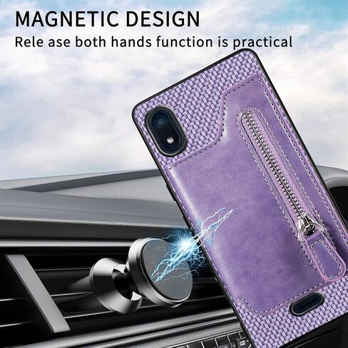 Card Slots For Artia P600 Case, ArtiaP600 Faux Leather Cover Carbon Fiber Pattern ANS Artia P600 Case Wallet Flip Stand Magnetic Closure | Zipper Card Holder [Support Magnetic Car Mount]-khaki in Saudi Arabia