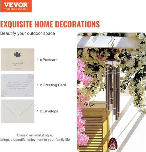 VEVOR 45 "نغمة عميقة للرياح-الدقات الكبيرة ذات الأنبوب التذكارية ذات 6 أنبوب ، وأنابيب الألومنيوم المصنوعة يدويًا ، وديكور في الهواء الطلق البرونزي للحديقة ، والفناء ، والشرفة ، وهدية تعاطف مثالية للخسارة ، والذكرى السنوية ، وأيام الميلاد in Saudi Arabia
