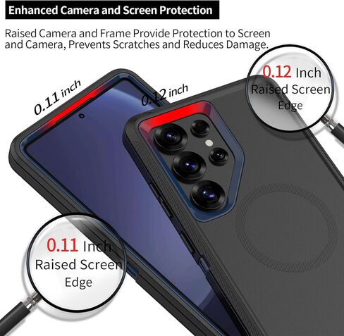 Compatible with Samsung Galaxy S25 Ultra Case, with Belt Clip Holster Heavy Duty Magnetic Wireless Charging Full Body Protection Kickstand Cover for Samsung Galaxy S25 Ultra Phone (Black) in Saudi Arabia
