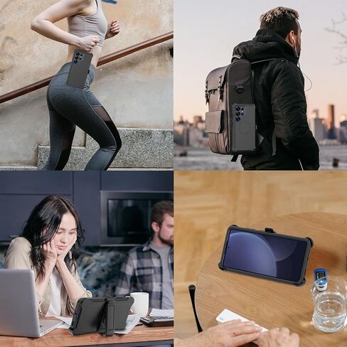 Compatible with Samsung Galaxy S25 Ultra Case, with Belt Clip Holster Heavy Duty Magnetic Wireless Charging Full Body Protection Kickstand Cover for Samsung Galaxy S25 Ultra Phone (Black) in Saudi Arabia