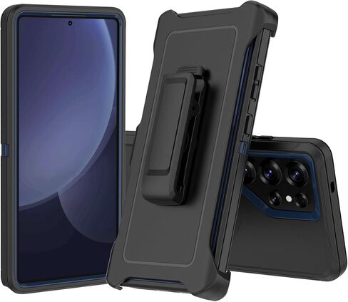 Compatible with Samsung Galaxy S25 Ultra Case, with Belt Clip Holster Heavy Duty Magnetic Wireless Charging Full Body Protection Kickstand Cover for Samsung Galaxy S25 Ultra Phone (Black) in Saudi Arabia