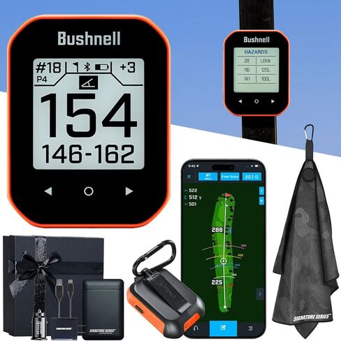 Bushnell Golf Phantom 3 Slope GPS Handlheld (Green) | 38,000+ Courses, Slope Compensation, Hazard Info, Distance Calculator, Scorekeeping, Magnet Mount, Touchscreen | Signature Series Golf Towel in Saudi Arabia