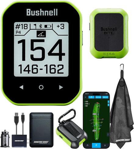 Bushnell Golf Phantom 3 Slope GPS Handlheld (Green) | 38,000+ Courses, Slope Compensation, Hazard Info, Distance Calculator, Scorekeeping, Magnet Mount, Touchscreen | Signature Series Golf Towel in Saudi Arabia