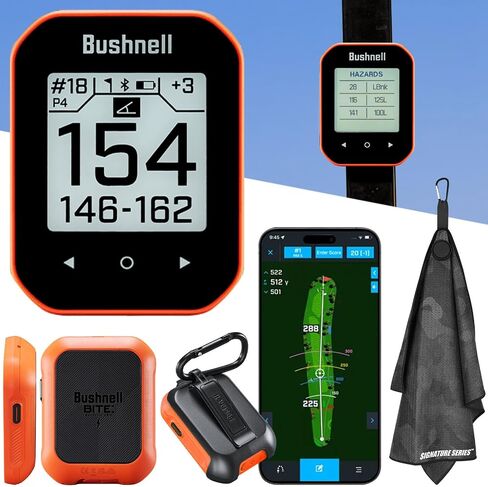 Bushnell Golf Phantom 3 Slope GPS Handlheld (Green) | 38,000+ Courses, Slope Compensation, Hazard Info, Distance Calculator, Scorekeeping, Magnet Mount, Touchscreen | Signature Series Golf Towel in Saudi Arabia