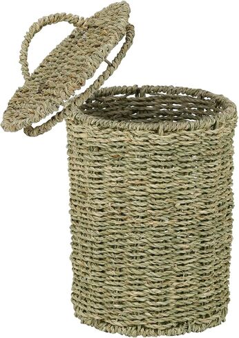 Boho Wicker Trash Can with Lid,Bathroom Trash Can with Trash Bags Hand Woven Water Hyacinth Trash Basket for Kitchen Bedroom Office in Saudi Arabia