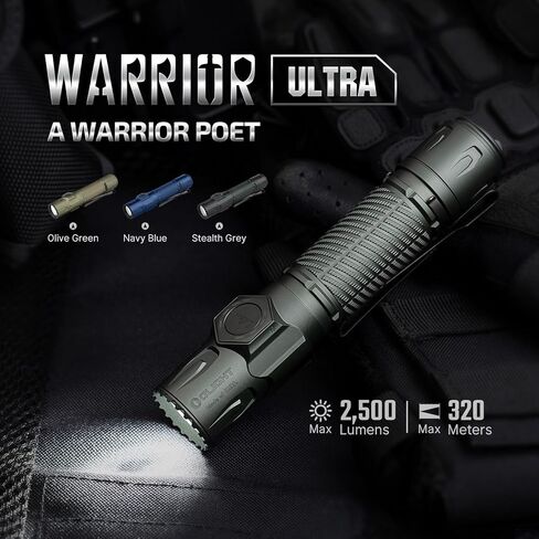 Olight Warrior Ultra 2500 Lumens Tactical Transes ، مضغوط مفاتيح مزدوجة مصباح ساطع قابل لإعادة الشحن مع مستشعر القرب ، مناسب للطوارئ ، في الهواء الطلق ، الصيد ، البحث (الزيتون الأخضر) in Kuwait