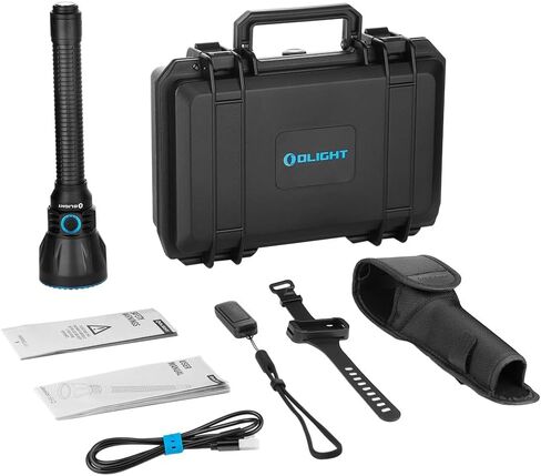 OLIGHT Javelot Turbo 2 1800 Lumen Rechargeable Tactical Flashlight with Long-Range 4921ft Throw, Dual-Switch LED Hunting Light with Wireless Remote 8M Control, Battery Pack & USB C Cable, Balck in Kuwait