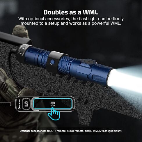 Olight Warrior Ultra 2500 Lumens Tactical Transes ، مضغوط مفاتيح مزدوجة مصباح ساطع قابل لإعادة الشحن مع مستشعر القرب ، مناسب للطوارئ ، في الهواء الطلق ، الصيد ، البحث (الزيتون الأخضر) in Kuwait