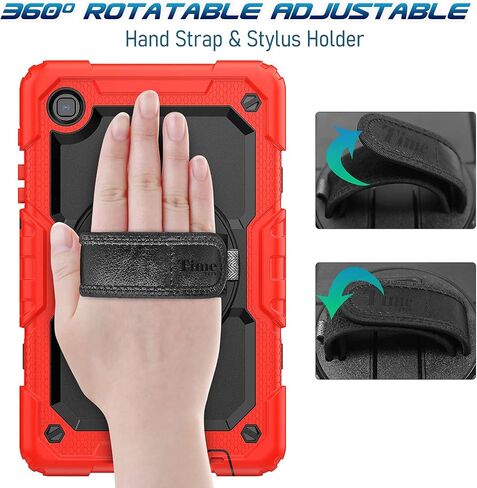 CaseCity Case for Samsung Galaxy Tab A7 Lite 2021 8.7 '' SM-T220/T225/T227 مع حامي الشاشة ، حالة وقائية عالية الجسد وعرة مع 360 موقف دوار ، حزام يدوي/كتف ، أسود in Kuwait