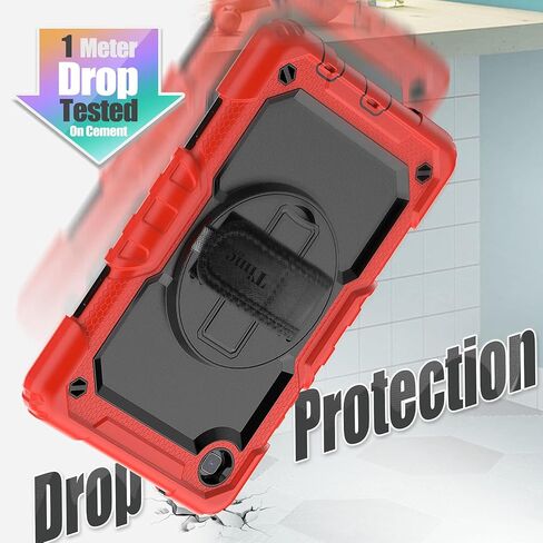 CaseCity Case for Samsung Galaxy Tab A7 Lite 2021 8.7 '' SM-T220/T225/T227 مع حامي الشاشة ، حالة وقائية عالية الجسد وعرة مع 360 موقف دوار ، حزام يدوي/كتف ، أسود in Kuwait