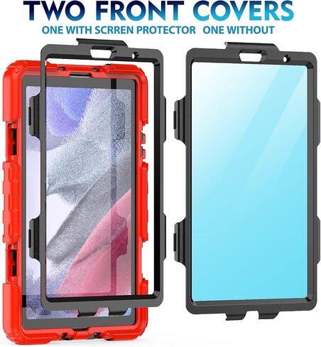 CaseCity Case for Samsung Galaxy Tab A7 Lite 2021 8.7 '' SM-T220/T225/T227 مع حامي الشاشة ، حالة وقائية عالية الجسد وعرة مع 360 موقف دوار ، حزام يدوي/كتف ، أسود in Kuwait