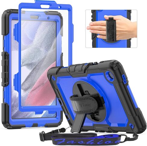 CaseCity Case for Samsung Galaxy Tab A7 Lite 2021 8.7 '' SM-T220/T225/T227 مع حامي الشاشة ، حالة وقائية عالية الجسد وعرة مع 360 موقف دوار ، حزام يدوي/كتف ، أسود in Kuwait