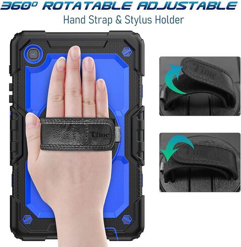 CaseCity Case for Samsung Galaxy Tab A7 Lite 2021 8.7 '' SM-T220/T225/T227 مع حامي الشاشة ، حالة وقائية عالية الجسد وعرة مع 360 موقف دوار ، حزام يدوي/كتف ، أسود in Kuwait