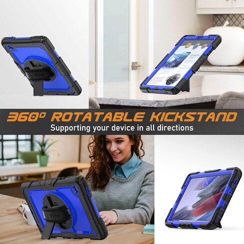 CaseCity Case for Samsung Galaxy Tab A7 Lite 2021 8.7 '' SM-T220/T225/T227 مع حامي الشاشة ، حالة وقائية عالية الجسد وعرة مع 360 موقف دوار ، حزام يدوي/كتف ، أسود in Kuwait