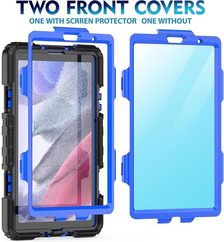 CaseCity Case for Samsung Galaxy Tab A7 Lite 2021 8.7 '' SM-T220/T225/T227 مع حامي الشاشة ، حالة وقائية عالية الجسد وعرة مع 360 موقف دوار ، حزام يدوي/كتف ، أسود in Kuwait