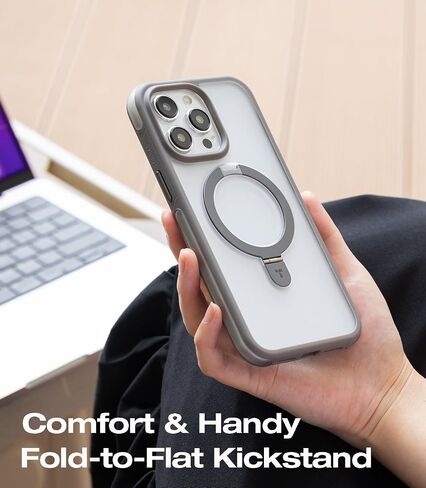 TORRAS Shock-Absorbent for iPhone 15 Pro Max Case with Air-Filled Bumper, Mil-Grade Drop Protection, Compatible with MagSafe, Built-in Stand & Ring Holder for iPhone 15 ProMax Case, Ostand Black in Saudi Arabia