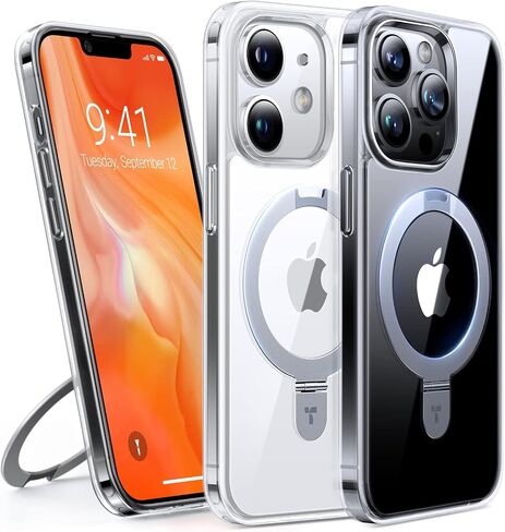 TORRAS Shock-Absorbent for iPhone 15 Pro Max Case with Air-Filled Bumper, Mil-Grade Drop Protection, Compatible with MagSafe, Built-in Stand & Ring Holder for iPhone 15 ProMax Case, Ostand Black in Saudi Arabia