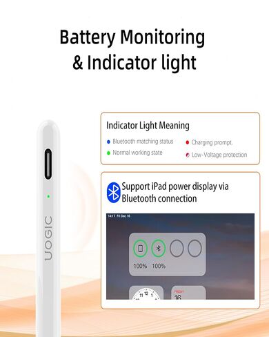 Stylus Pen for iPad, Uogic Pen with Palm Rejection, Magnetic Adsorption, Tilt Function, Active Pencil, for iPad Mini 5/6, iPad Air 3/4/5, iPad Pro 11"/12.9" in Saudi Arabia